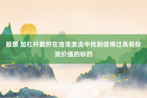 股票 加杠杆勤劳在浩荡激流中找到信得过具有投资价值的标的