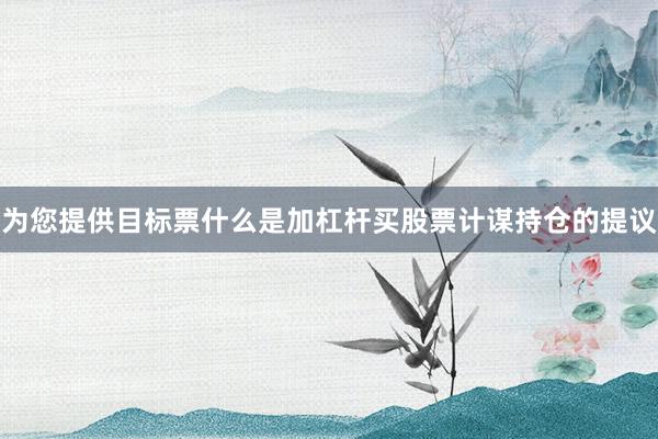 为您提供目标票什么是加杠杆买股票计谋持仓的提议