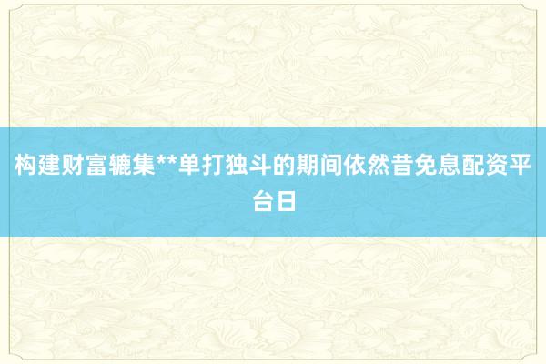 构建财富辘集**单打独斗的期间依然昔免息配资平台日