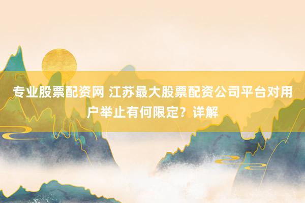 专业股票配资网 江苏最大股票配资公司平台对用户举止有何限定?详解